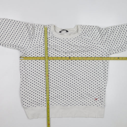 Crew Clothing Company Men’s White Star Print Pullover Sweatshirt L