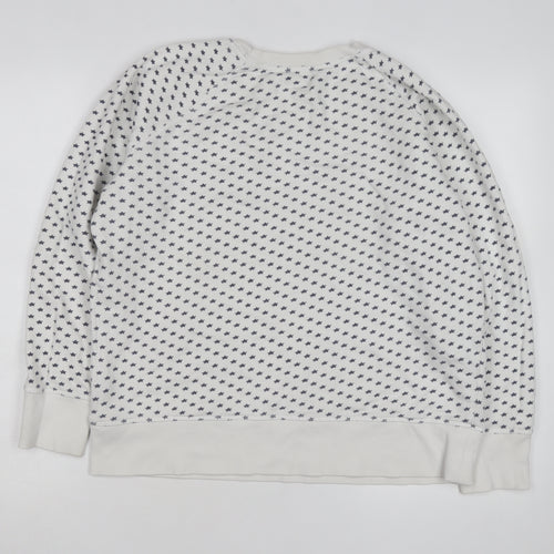 Crew Clothing Company Men’s White Star Print Pullover Sweatshirt L
