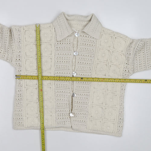 Marks and Spencer Women Ivory Crochet Cotton Cardigan M
