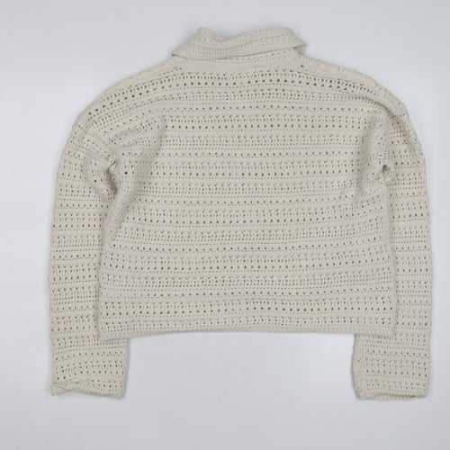 Marks and Spencer Women Ivory Crochet Cotton Cardigan M