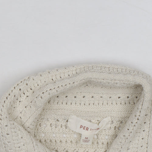Marks and Spencer Women Ivory Crochet Cotton Cardigan M