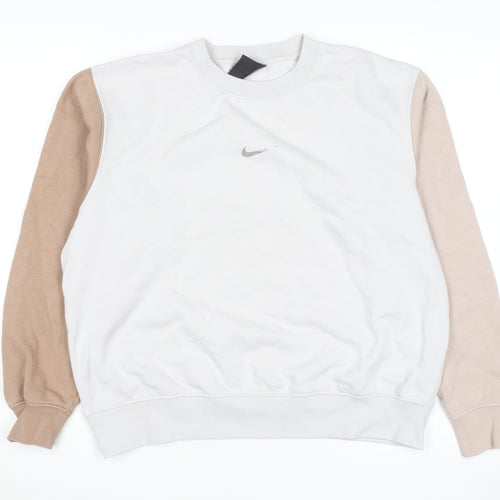 Nike Men's Beige Pullover Sweatshirt Size M Crew Neck Fleece