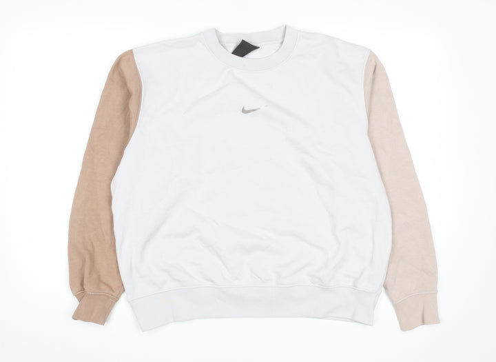 Nike Men's Beige Pullover Sweatshirt Size M Crew Neck Fleece