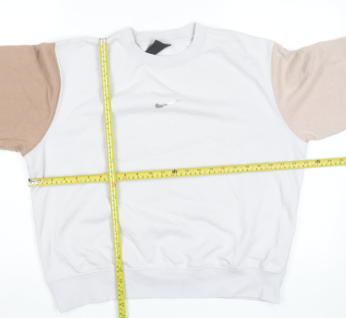 Nike Men's Beige Pullover Sweatshirt Size M Crew Neck Fleece