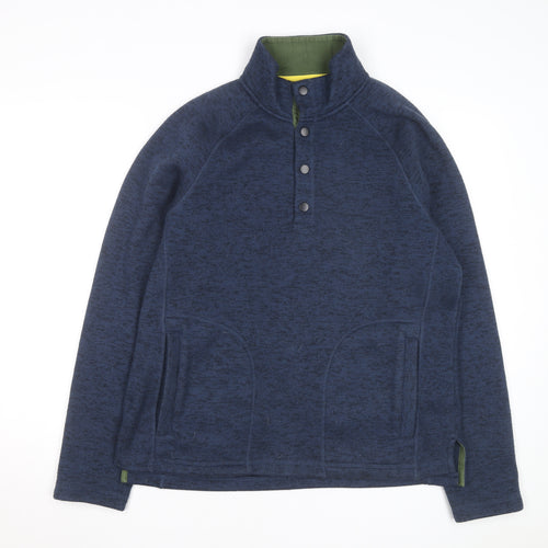John Lewis Men Blue Cotton Henley Jumper L Casual Winter