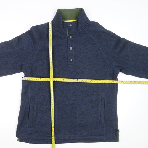 John Lewis Men Blue Cotton Henley Jumper L Casual Winter