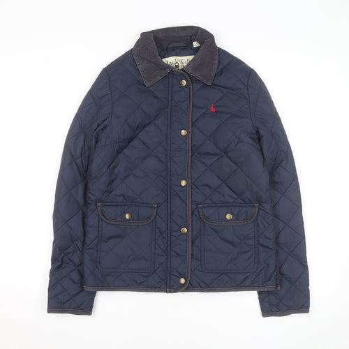 Jack Wills Women's Blue Quilted Jacket UK 8 Classic Short Coat