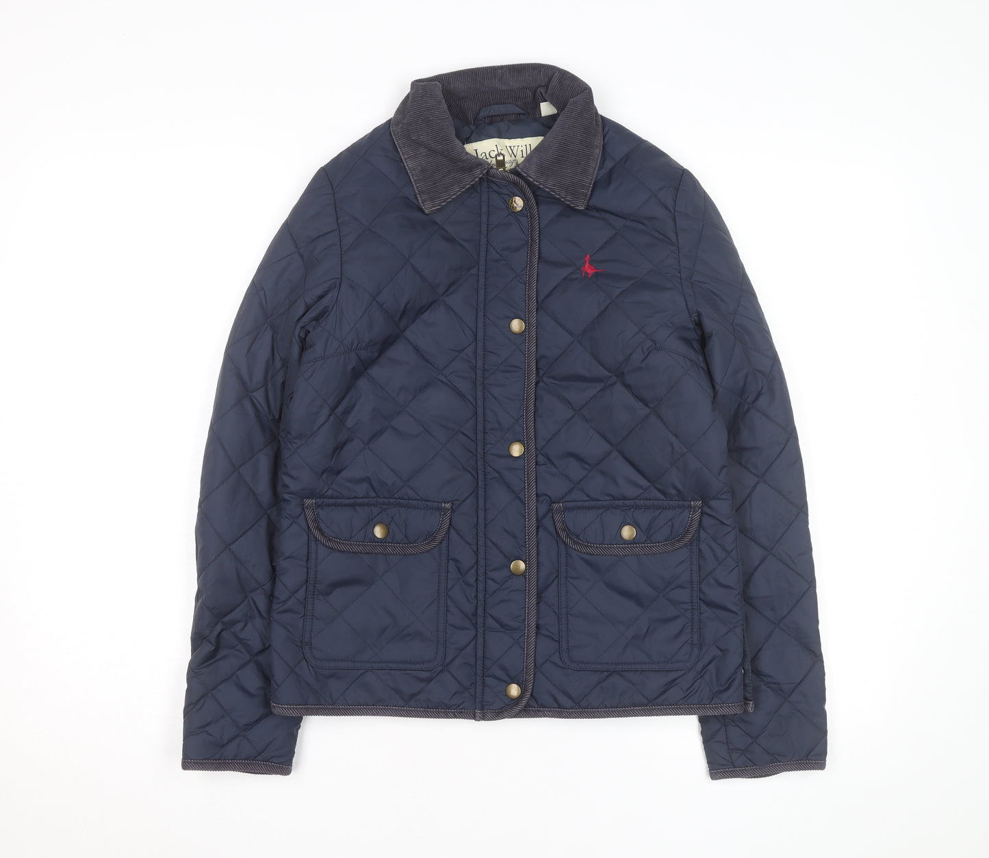 Jack Wills Women's Blue Quilted Jacket UK 8 Classic Short Coat