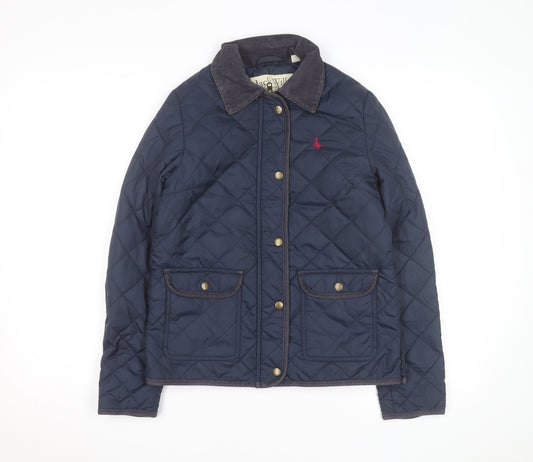 Jack Wills Women's Blue Quilted Jacket UK 8 Classic Short Coat