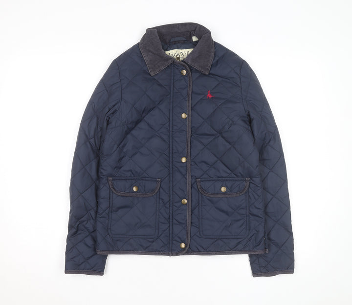 Jack Wills Women's Blue Quilted Jacket UK 8 Classic Short Coat