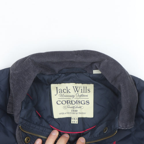 Jack Wills Women's Blue Quilted Jacket UK 8 Classic Short Coat