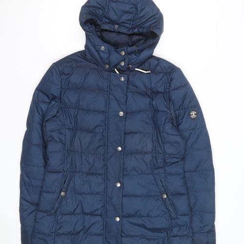 Barbour Women Blue Size 12 Puffer Jacket Hooded Quilted Winter Coat