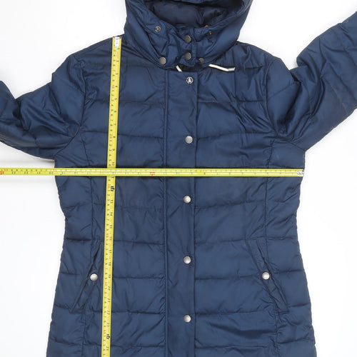 Barbour Women Blue Size 12 Puffer Jacket Hooded Quilted Winter Coat