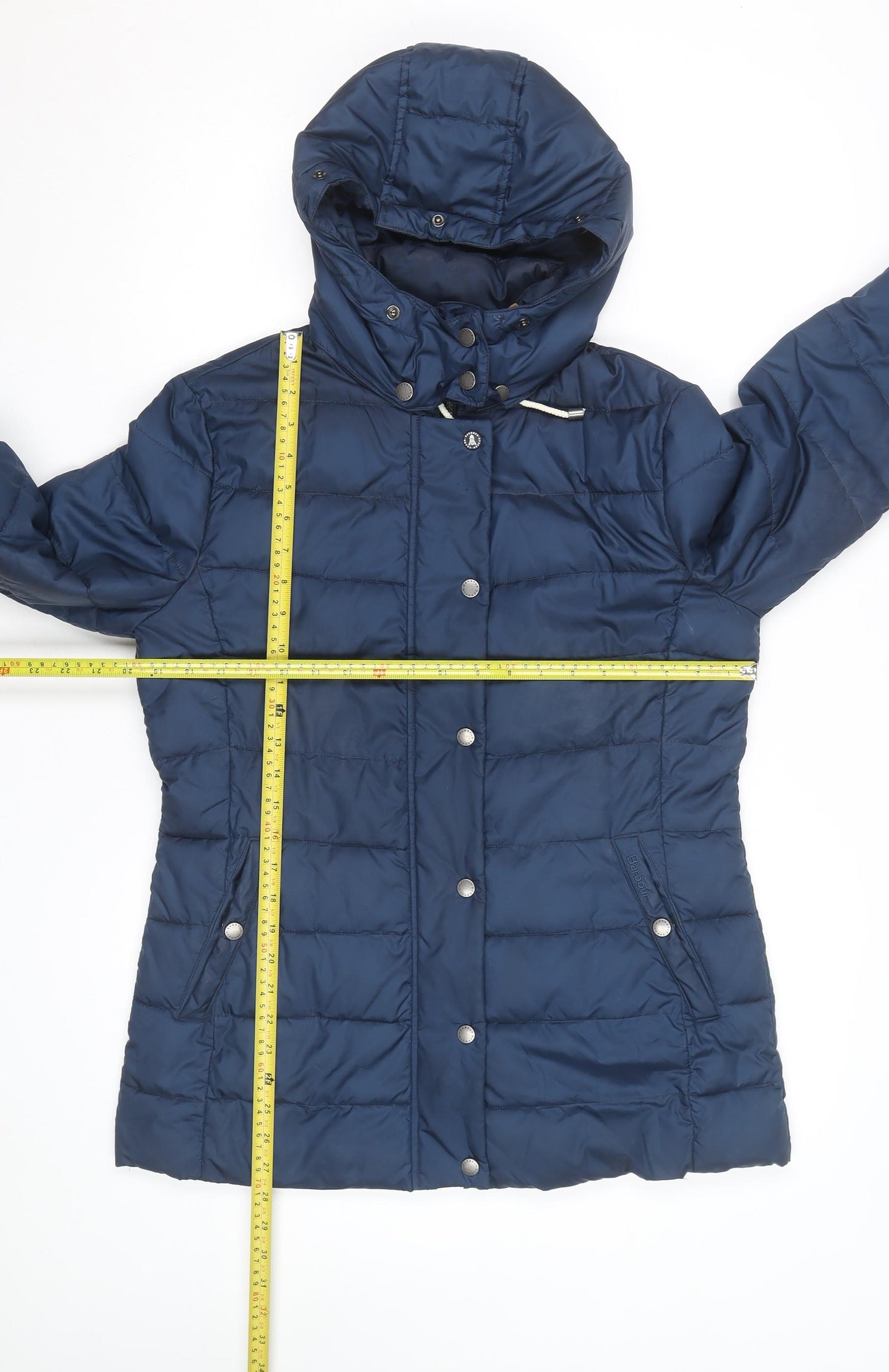 Barbour Women Blue Size 12 Puffer Jacket Hooded Quilted Winter Coat