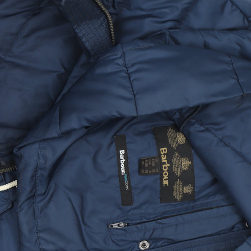 Barbour Women Blue Size 12 Puffer Jacket Hooded Quilted Winter Coat