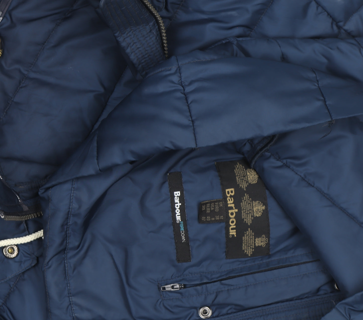 Barbour Women Blue Size 12 Puffer Jacket Hooded Quilted Winter Coat