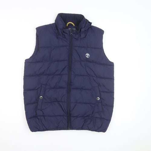 Timberland Men's Blue Puffer Waistcoat Gilet Size S Insulated Zip Up