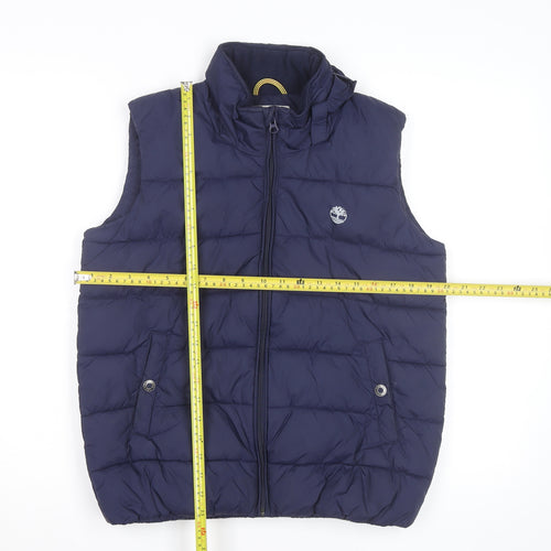 Timberland Men's Blue Puffer Waistcoat Gilet Size S Insulated Zip Up