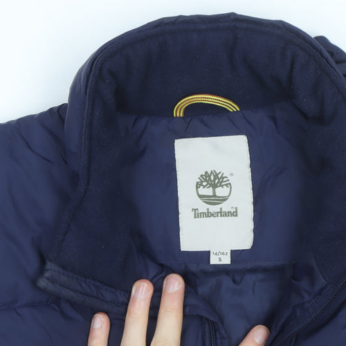 Timberland Men's Blue Puffer Waistcoat Gilet Size S Insulated Zip Up