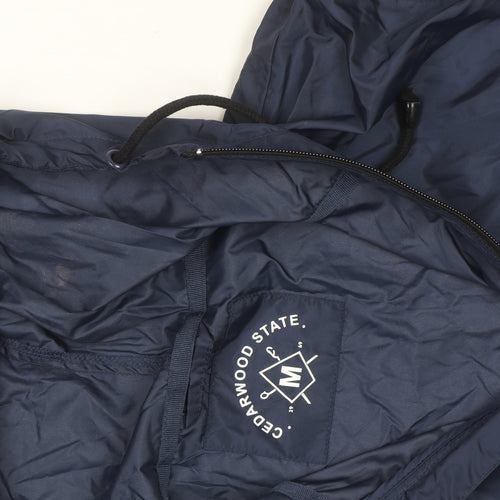 Cedarwood State Men's Blue Hooded Windbreaker Jacket Size M
