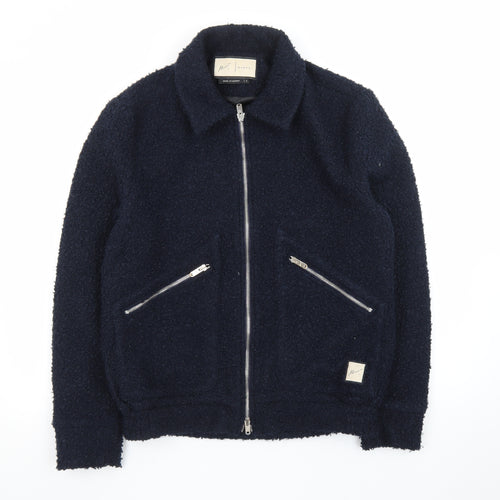 Prèvu Men’s Blue Wool Bomber Jacket Size S Zip Up Casual