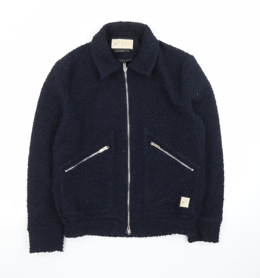 Prèvu Men’s Blue Wool Bomber Jacket Size S Zip Up Casual