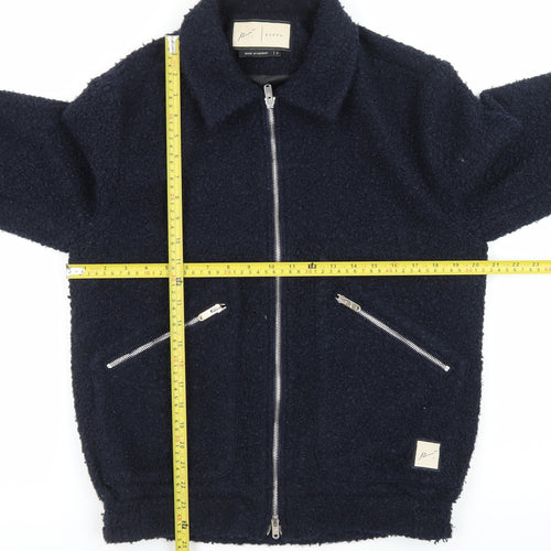 Prèvu Men’s Blue Wool Bomber Jacket Size S Zip Up Casual