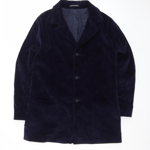 Crombie Men's Blue Corduroy Overcoat XL Cotton Lined Classic