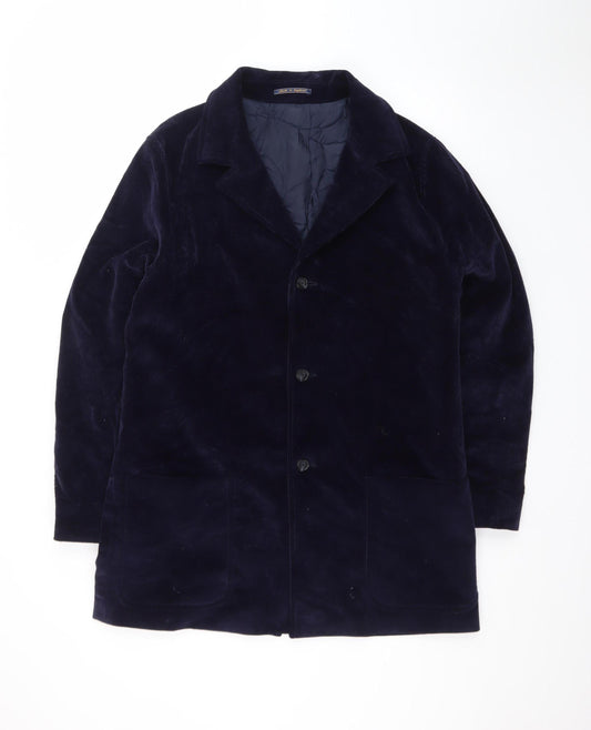 Crombie Men's Blue Corduroy Overcoat XL Cotton Lined Classic
