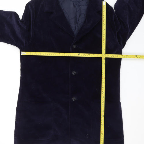 Crombie Men's Blue Corduroy Overcoat XL Cotton Lined Classic