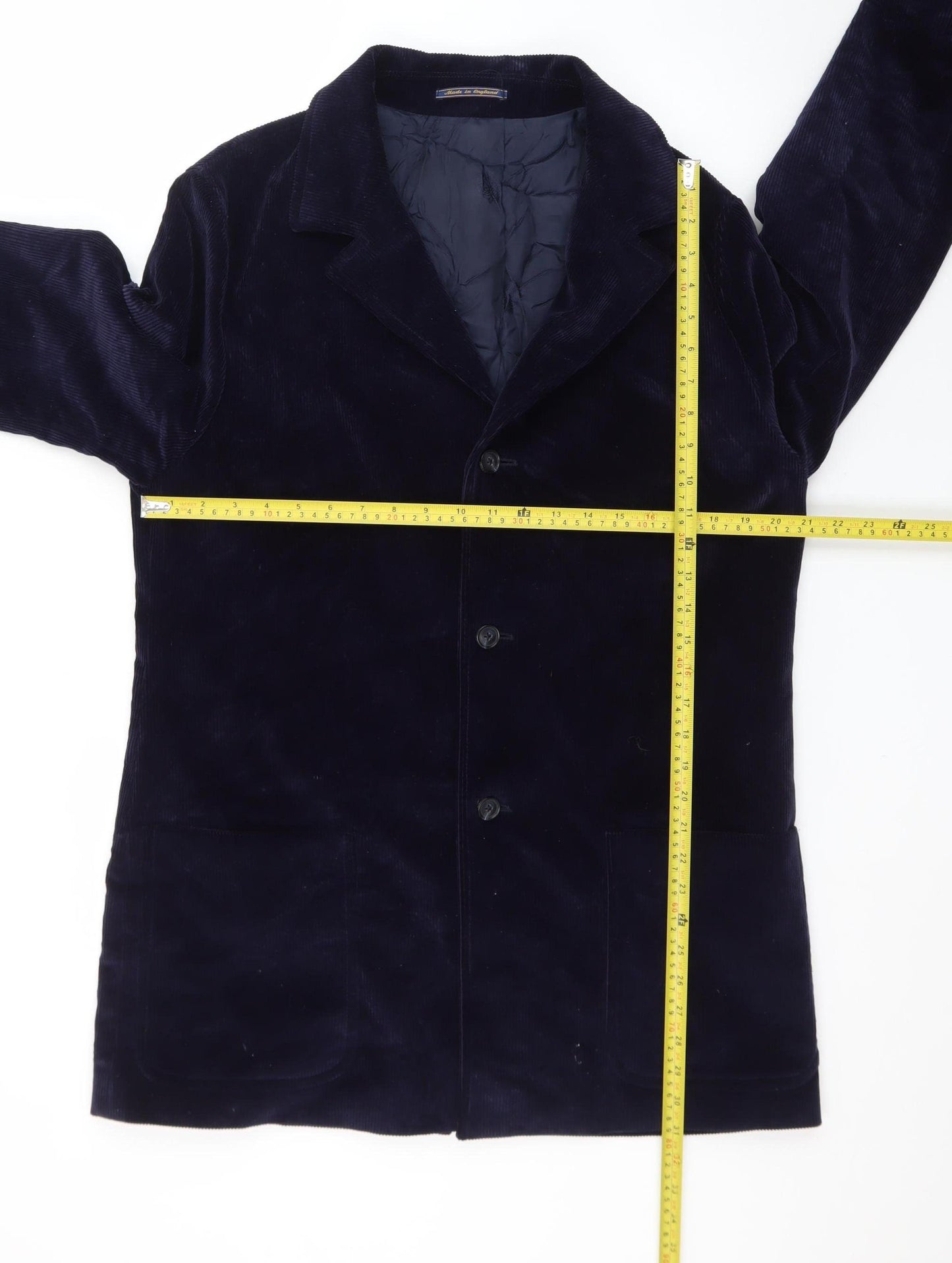 Crombie Men's Blue Corduroy Overcoat XL Cotton Lined Classic