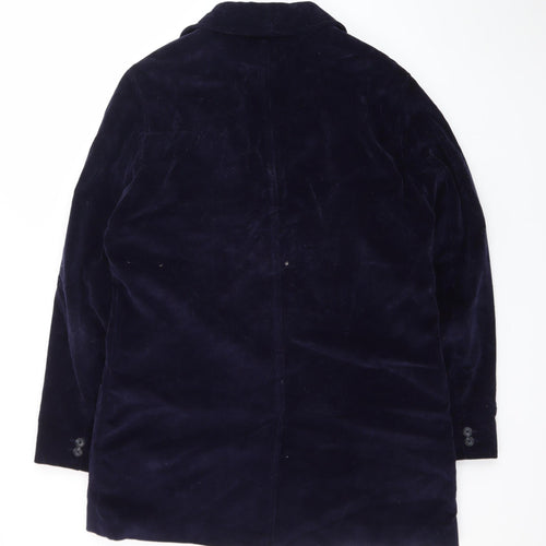 Crombie Men's Blue Corduroy Overcoat XL Cotton Lined Classic