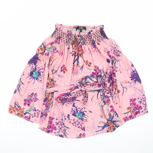 Star by Julien Macdonald Women's Pink Floral Off Shoulder Tunic Blouse Size 10