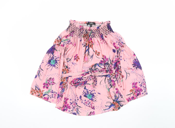 Star by Julien Macdonald Women's Pink Floral Off Shoulder Tunic Blouse Size 10