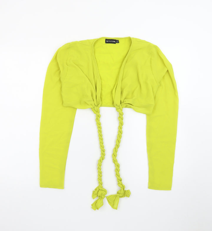 PrettyLittleThing Women's Yellow Cropped Long Sleeve Suit Top UK 6