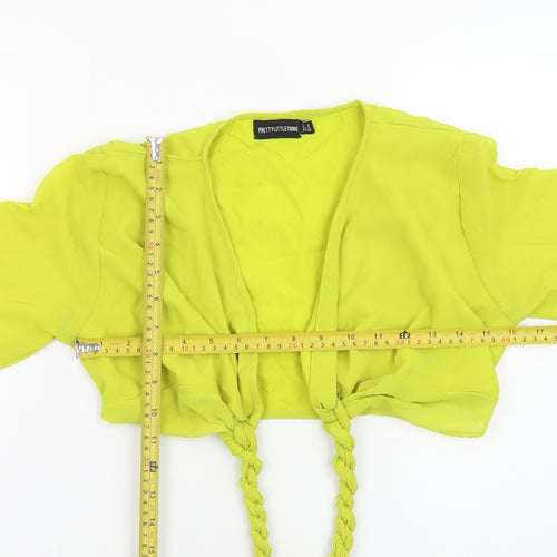 PrettyLittleThing Women's Yellow Cropped Long Sleeve Suit Top UK 6