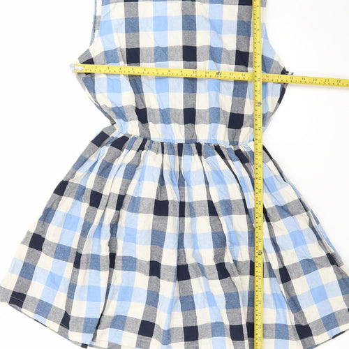 Pop England Women Blue Check Sleeveless Skater Dress Size 4