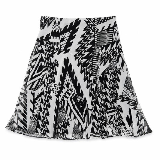 Front view of Marks & Spencer Women’s Black A-Line Geometric Chiffon Skirt, size UK 18