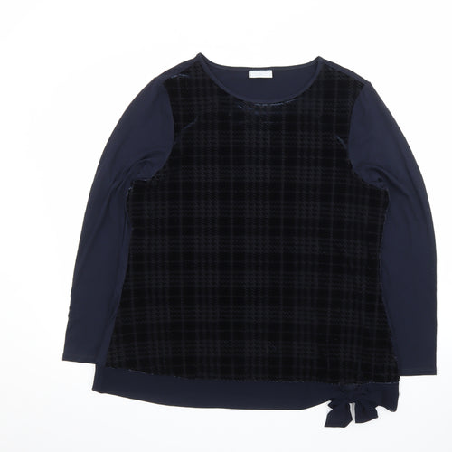Cotswold Collections Women Blue Check Velvet Tunic Blouse Size 18