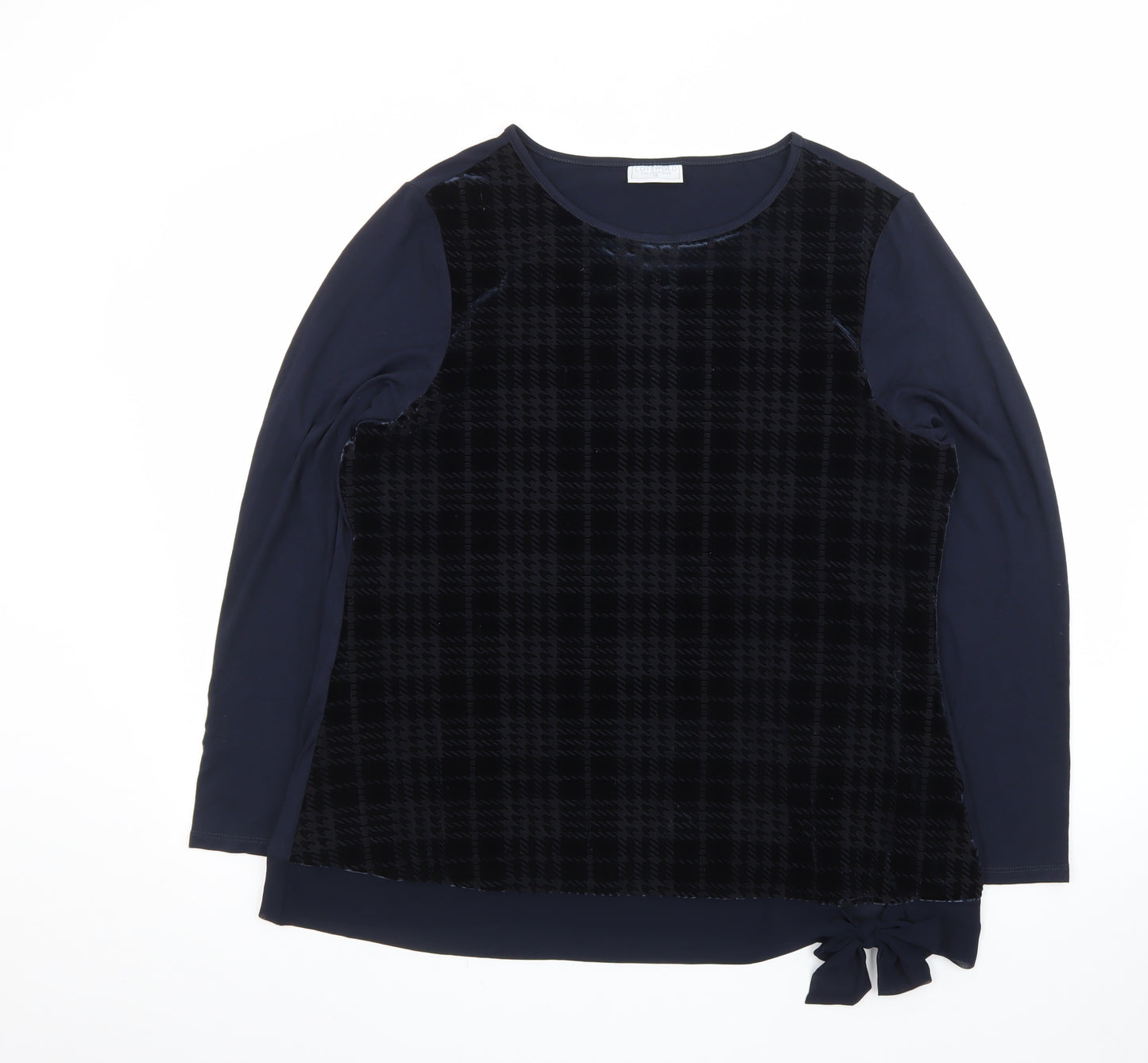 Cotswold Collections Women Blue Check Velvet Tunic Blouse Size 18