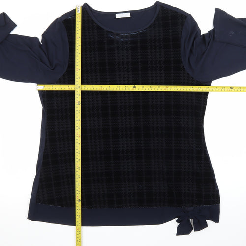 Cotswold Collections Women Blue Check Velvet Tunic Blouse Size 18