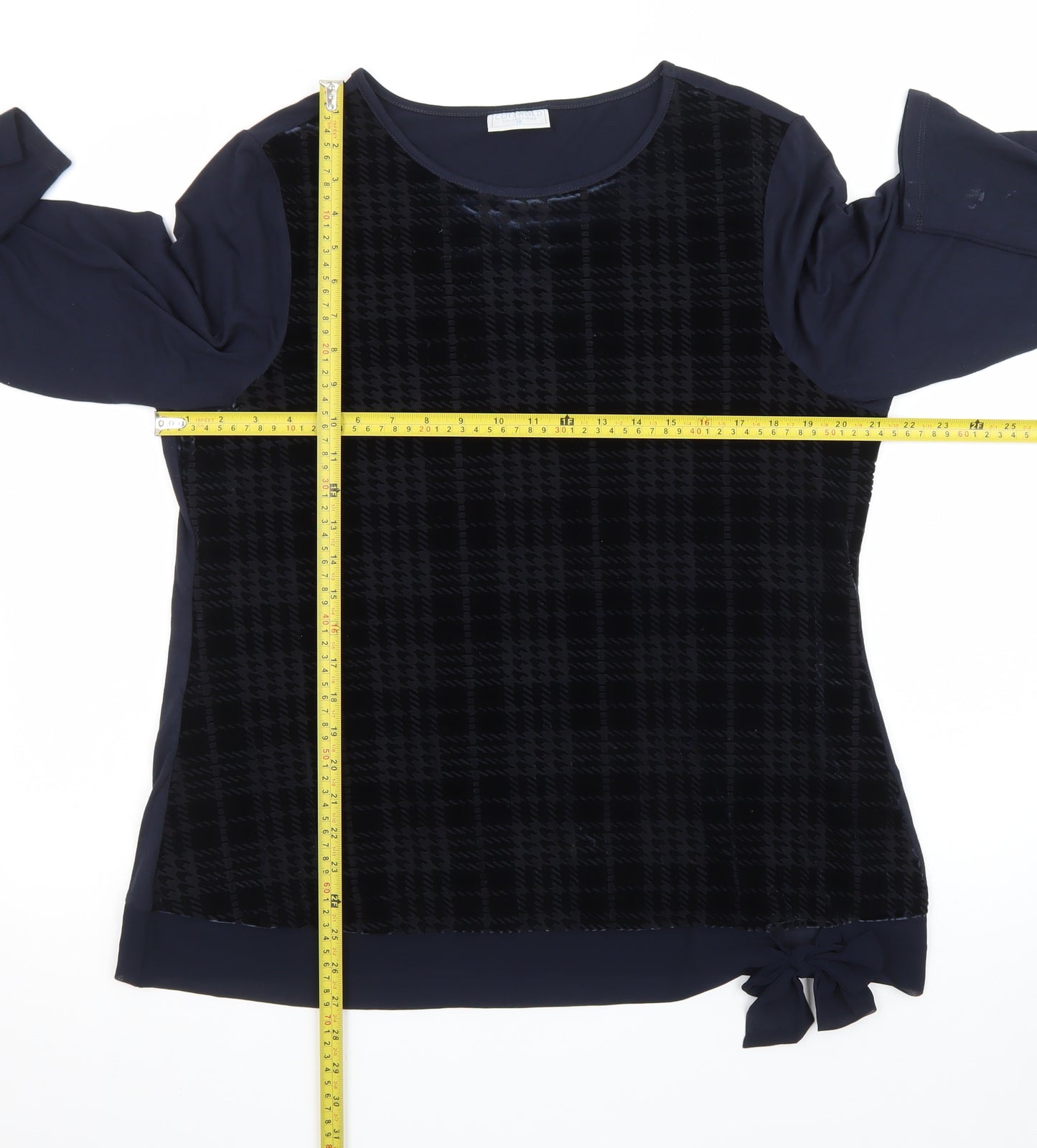 Cotswold Collections Women Blue Check Velvet Tunic Blouse Size 18