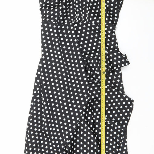 Boohoo Women's Black Polka Dot Halter Midi Wrap Dress Size 12