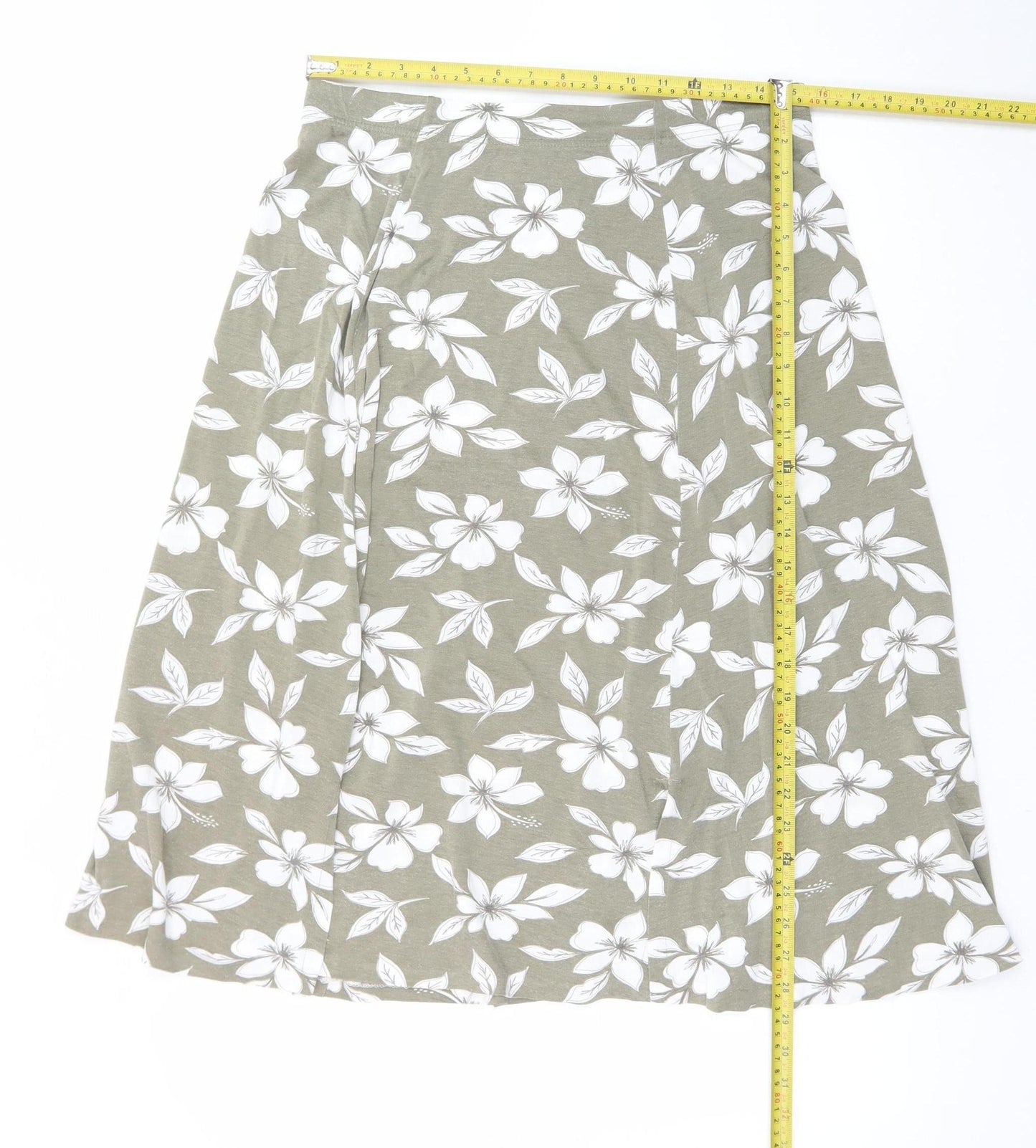 Country Casuals Women’s Green Floral A-Line Midi Skirt L