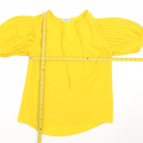 Soon Women's Yellow Puff Sleeve Tunic Blouse Size 10