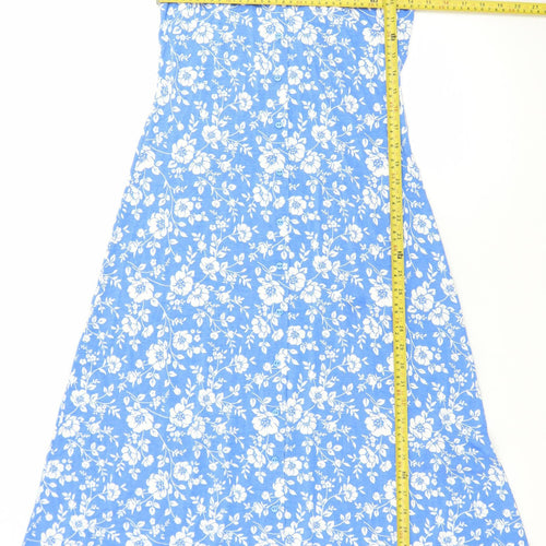 Dorothy Perkins Women Blue Floral A-Line Midi Sleeveless Dress Size 12