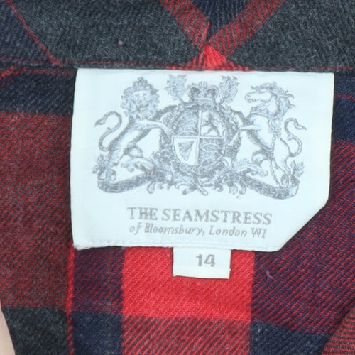 The Seamstress of Bloomsbury Womens Red Check Belted Shirt Dress Size 14