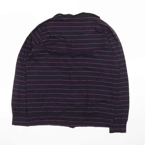 Paul Smith Men Purple Striped Cotton Cardigan L V-Neck Casual