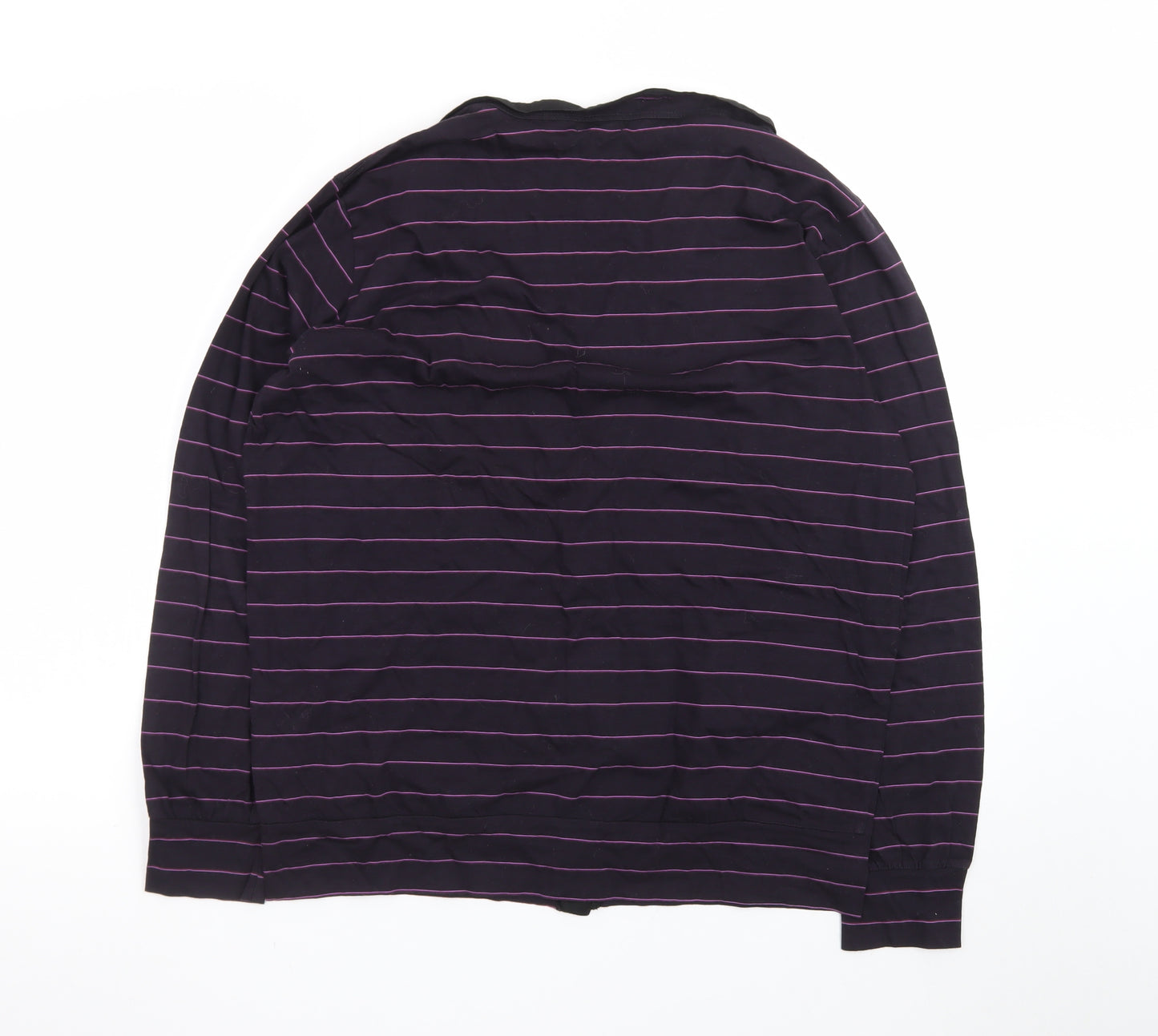 Paul Smith Men Purple Striped Cotton Cardigan L V-Neck Casual