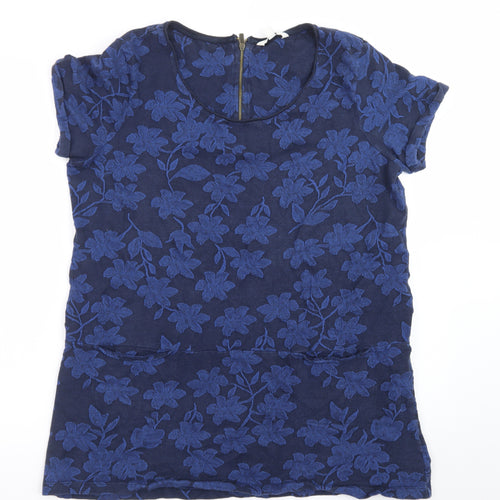 FatFace Women's Blue Floral Tunic Blouse Size 18 Short Sleeve
